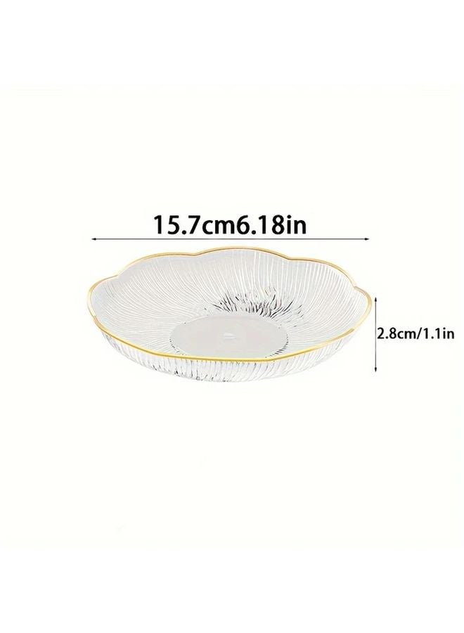 10pcs Golden Rimmed Sapphire Green Plastic Fruit Platters Reusable For Desserts - Image 4